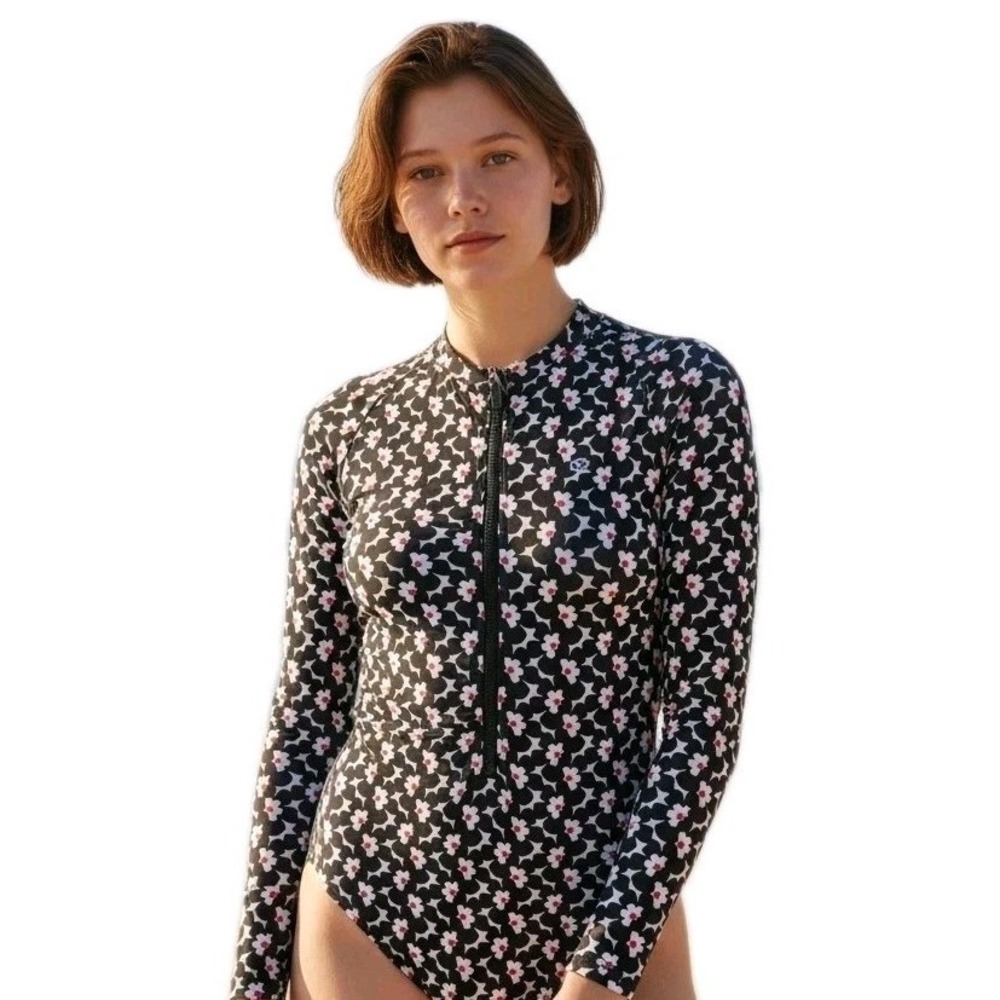 Michael Kors Rash Guard Paddle Swimsuit Preppy Coastal Ditsy Floral Retail $128